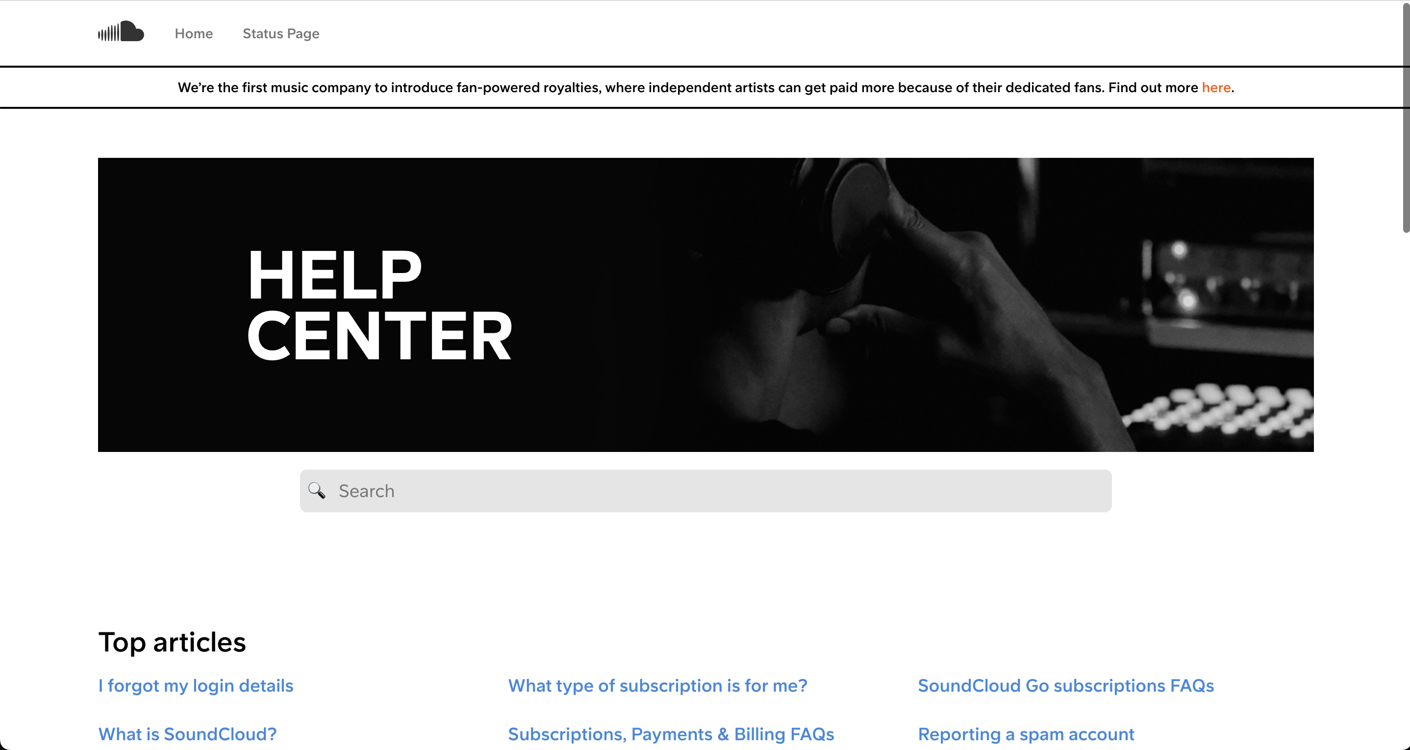 Faq page example: soundcloud